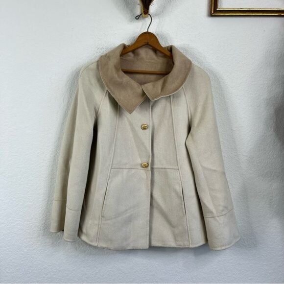 St John Cashmere Reversible Jacket Logo Buttons